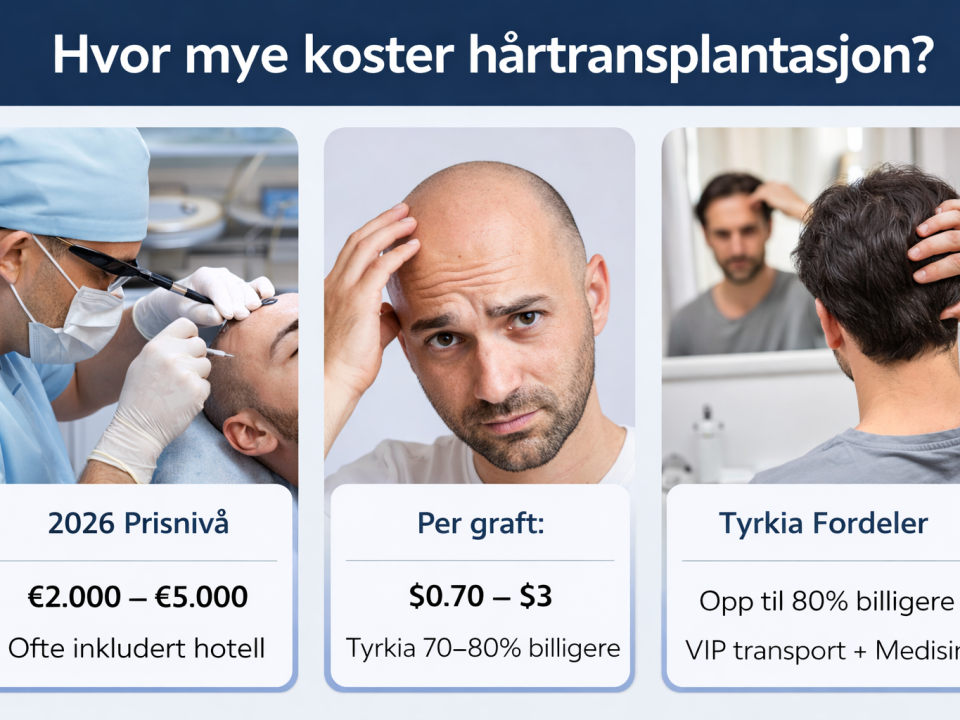 Hvor mye koster hårtransplantasjon i 2026 – pris per graft og Tyrkia kostnader forklart med eksempel €2000–€5000