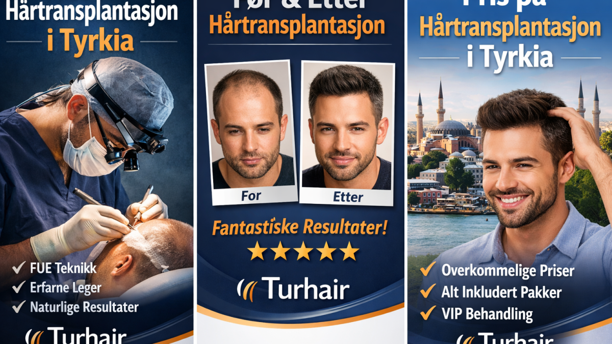 Hårtransplantasjon i Tyrkia før og etter resultater Turhair klinikk legeutført behandling naturlig hårfeste og rimelige priser